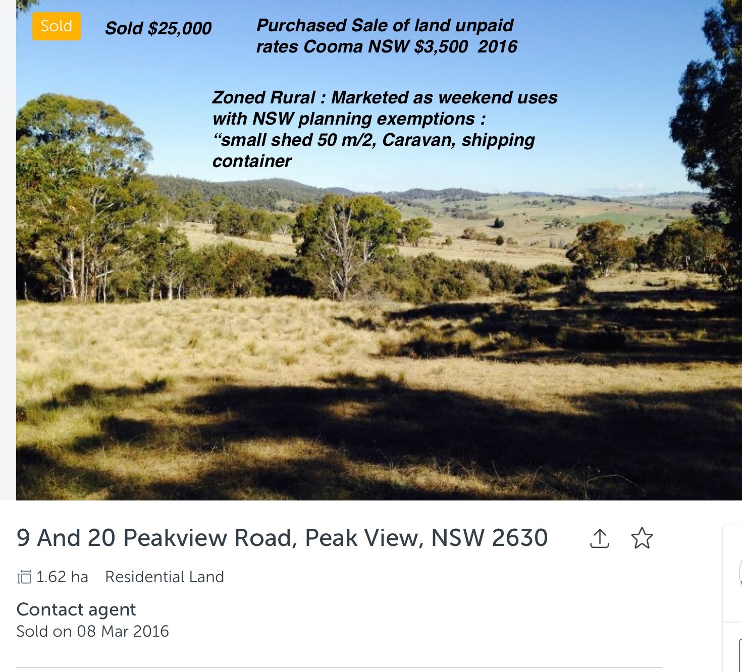 Cooma local Government Sale of land unpaid rates